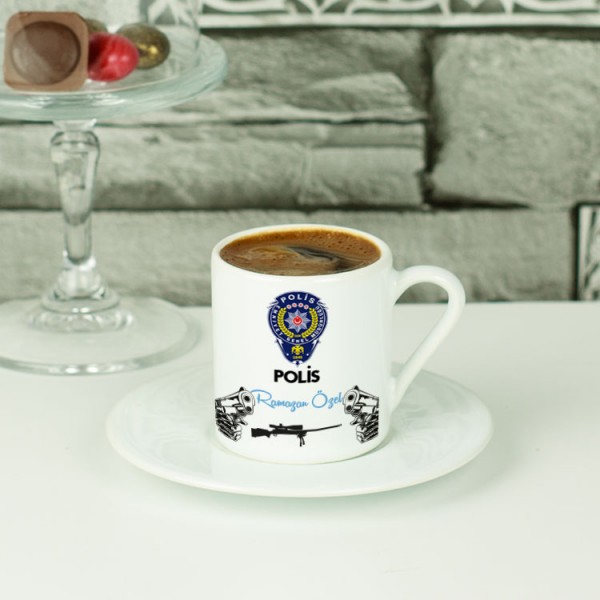 Polis Logolu Kahve Fincanı