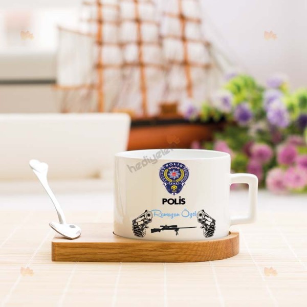 Polis Logolu Stantlı Fincan