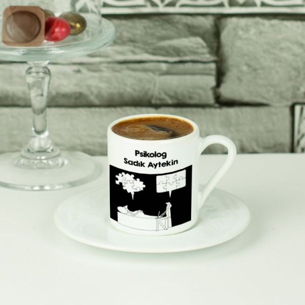 Psikolog Siyah Tasarım Kahve Fincanı