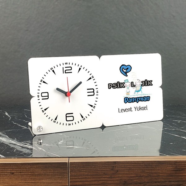 Psikolojik Danışman Ahşap Masa Saati