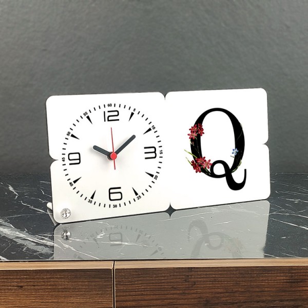 Q Harfi Ahşap Masa Saati