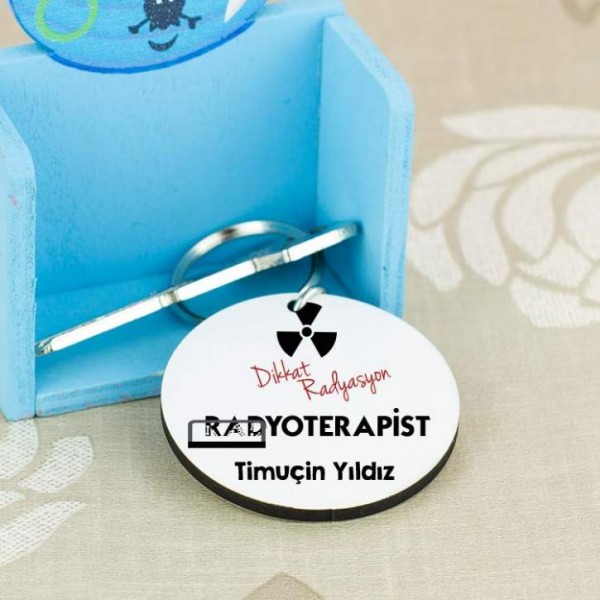 Radyoterapist Siyah Tasarım Anahtarlık