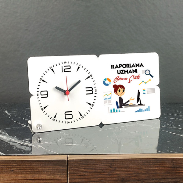 Raporlama Uzmanı Ahşap Masa Saati