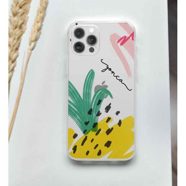 Sarı Yeşil Pembe Tasarımlı Telefon Kılıfı (Sadece iPhone Modelleri)