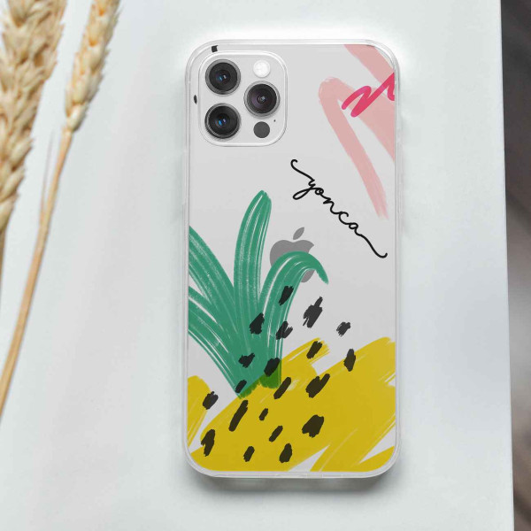 Sarı Yeşil Pembe Tasarımlı Telefon Kılıfı (Sadece iPhone Modelleri)