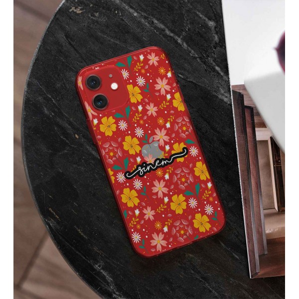 Şeffaf Çiçek Desenli Telefon Kılıfı (Sadece iPhone Modelleri)