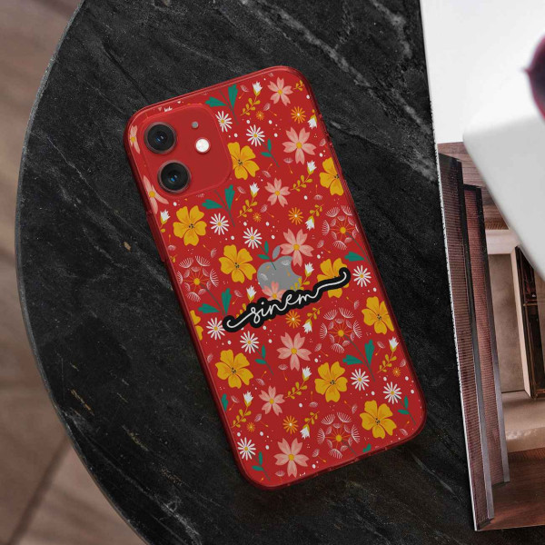 Şeffaf Çiçek Desenli Telefon Kılıfı (Sadece iPhone Modelleri)