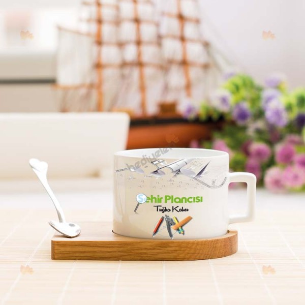 Şehir Plancısı Yeşil Tasarım Stantlı Fincan