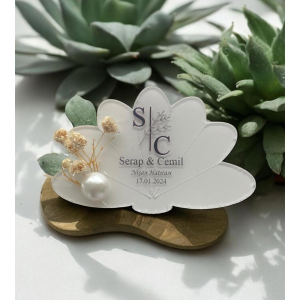 Söz Nişan Düğün Hediyesi Lotus Şeffaf Pleksi Magnet (30 Adet) sfflts1