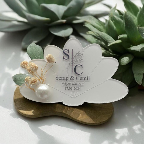 Söz Nişan Düğün Hediyesi Lotus Şeffaf Pleksi Magnet (30 Adet) sfflts1