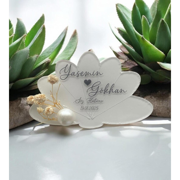 Söz Nişan Düğün Hediyesi Lotus Şeffaf Pleksi Magnet (30 Adet) sfflts2