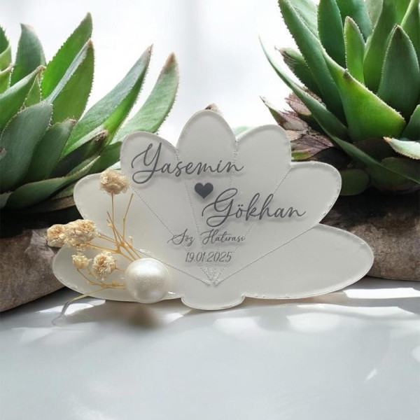 Söz Nişan Düğün Hediyesi Lotus Şeffaf Pleksi Magnet (30 Adet) sfflts2