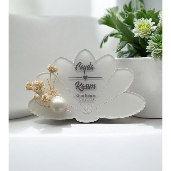 Söz Nişan Düğün Hediyesi Lotus Şeffaf Pleksi Magnet (30 Adet) sfflts3