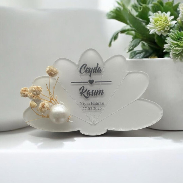 Söz Nişan Düğün Hediyesi Lotus Şeffaf Pleksi Magnet (30 Adet) sfflts3