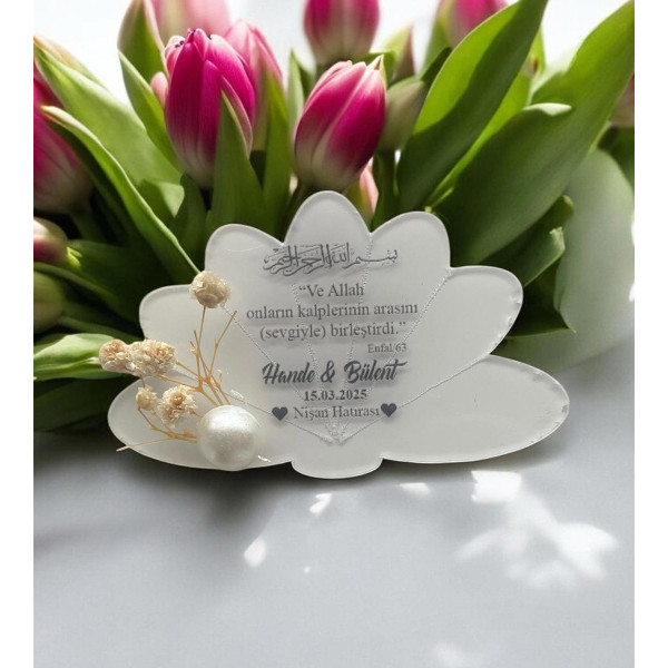 Söz Nişan Düğün Hediyesi Lotus Şeffaf Pleksi Magnet (30 Adet) sfflts4