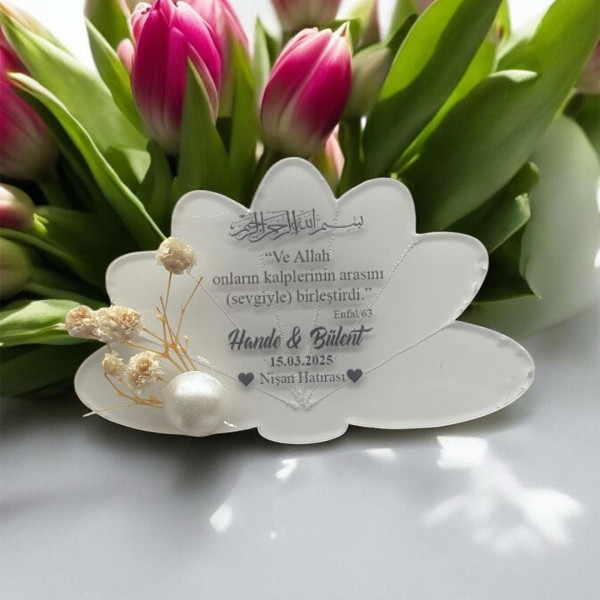 Söz Nişan Düğün Hediyesi Lotus Şeffaf Pleksi Magnet (30 Adet) sfflts4