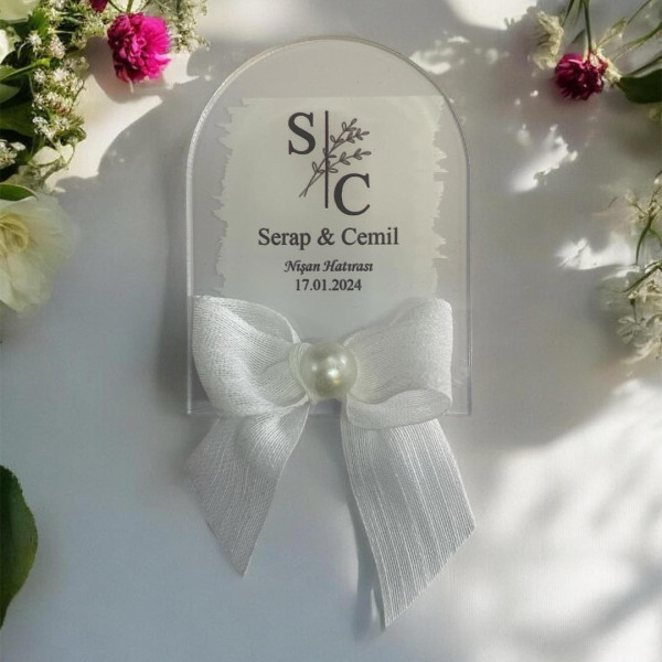 Söz Nişan Düğün Hediyesi Oval Şeffaf Pleksi Magnet (30 Adet) sffovl1