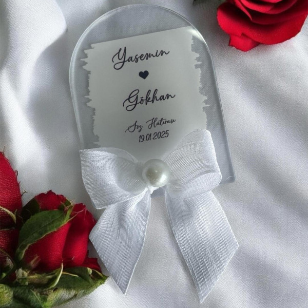 Söz Nişan Düğün Hediyesi Oval Şeffaf Pleksi Magnet (30 Adet) sffovl2