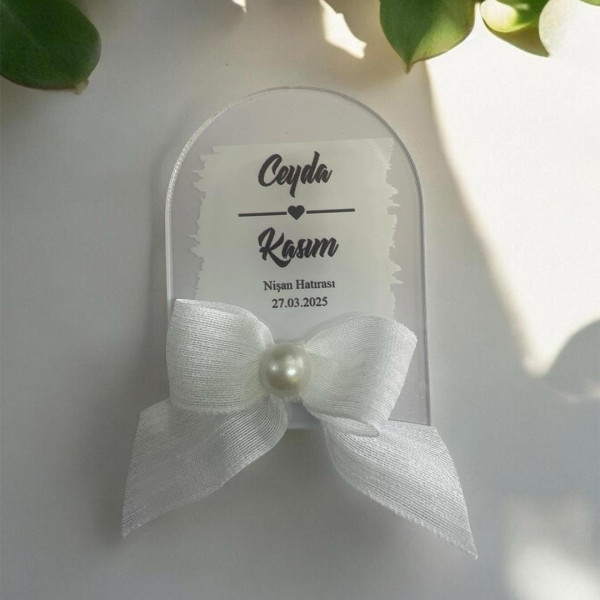Söz Nişan Düğün Hediyesi Oval Şeffaf Pleksi Magnet (30 Adet) sffovl4
