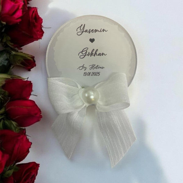 Söz Nişan Düğün Hediyesi Yuvarlak Şeffaf Pleksi Magnet (30 Adet) sffyv1