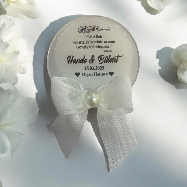 Söz Nişan Düğün Hediyesi Yuvarlak Şeffaf Pleksi Magnet (30 Adet) sffyv2