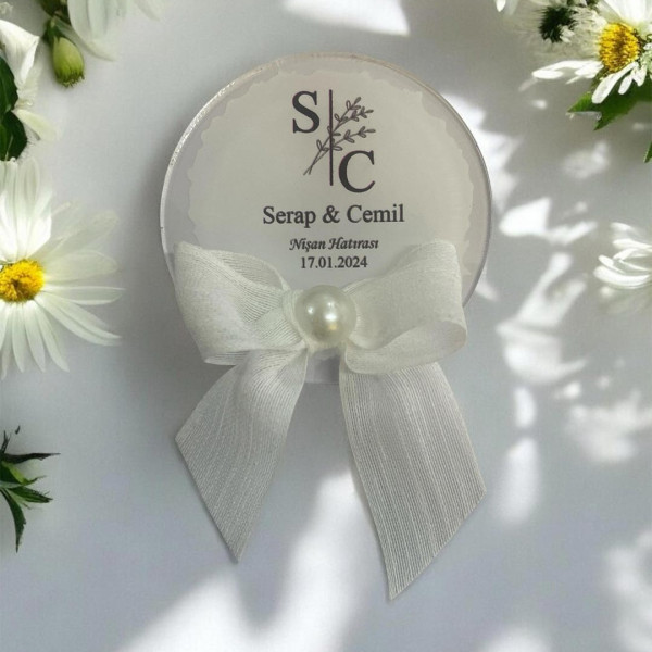 Söz Nişan Düğün Hediyesi Yuvarlak Şeffaf Pleksi Magnet (30 Adet) sffyv3