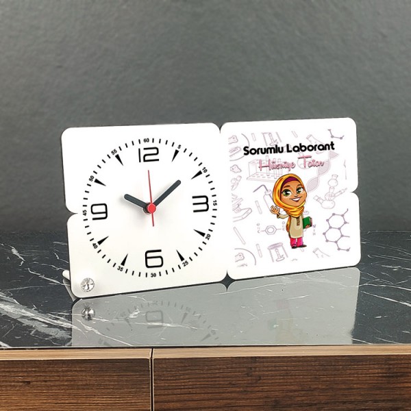 Sorumlu Laborant Ahşap Masa Saati