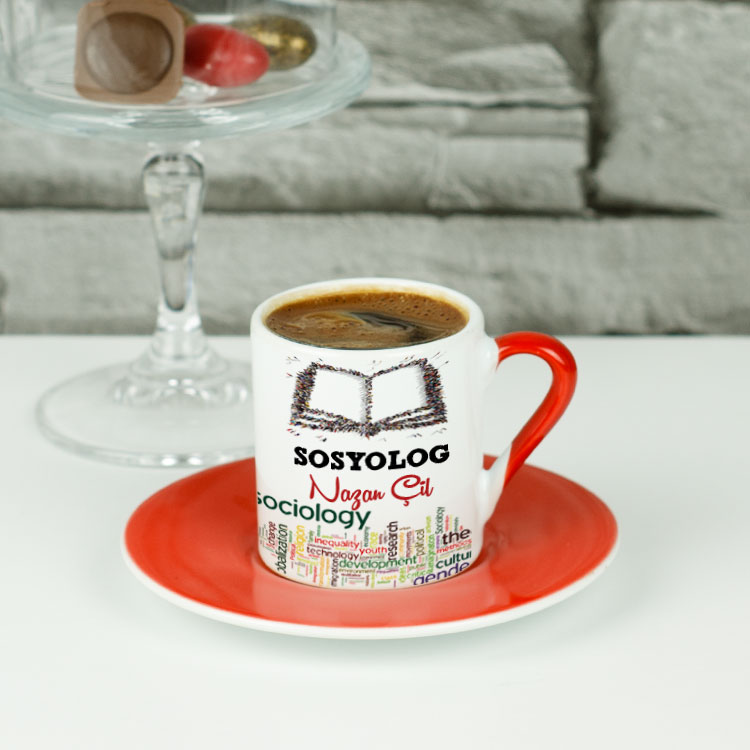 Sosyolog Kırmızı Tasarım Kahve Fincanı