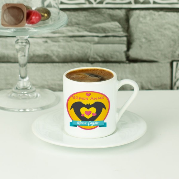 Süper Anne Sarı Tasarım Kahve Fincanı
