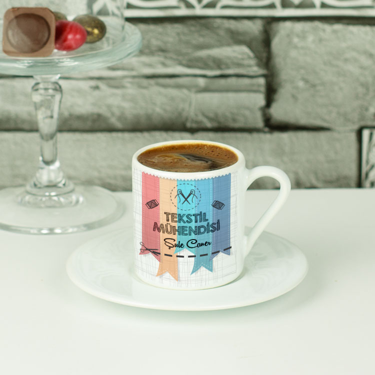Tekstil Mühendisi Renkli Tasarım Kahve Fincanı