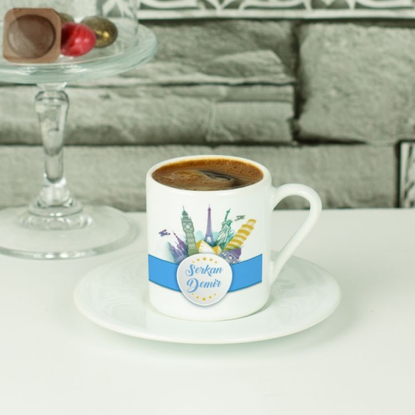 Turizm Mavi Tasarım Kahve Fincanı