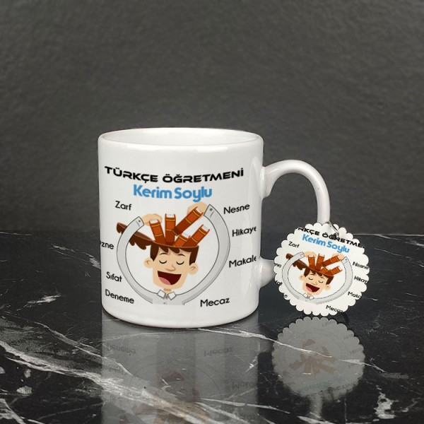 Türkçe Öğretmeni Kupa Bardak ve Anahtarlık Set 002