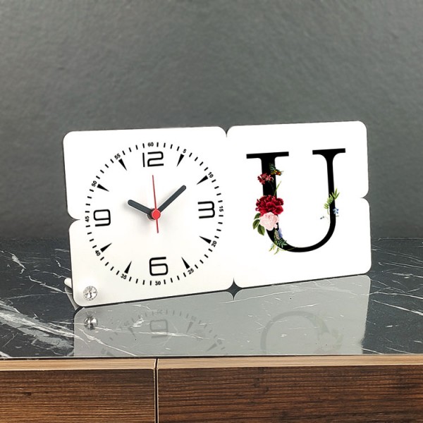 U Harfi Ahşap Masa Saati