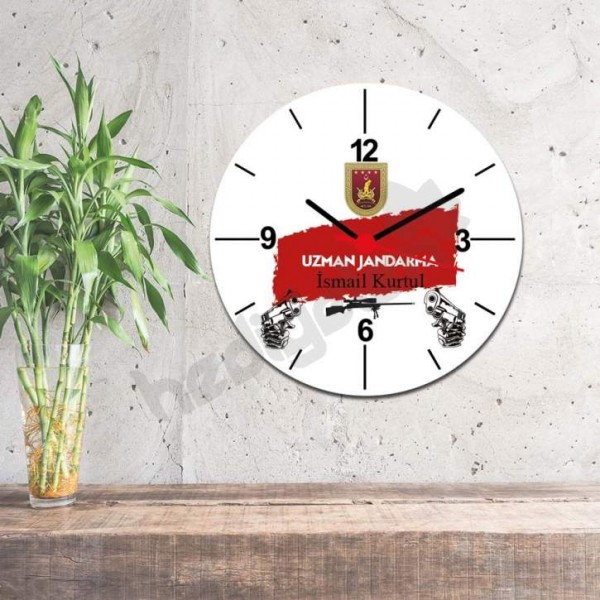 Uzman Jandarma Kırmızı Tasarım Duvar Saati