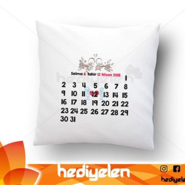 Yastık - Aşk Takvimi Tasarımlı