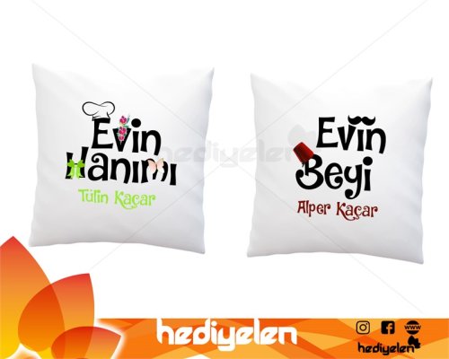 Yastık - Evin Hanımı ve Evin Beyi Tasarımlı