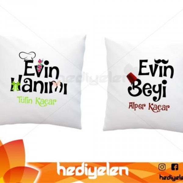 Yastık - Evin Hanımı ve Evin Beyi Tasarımlı