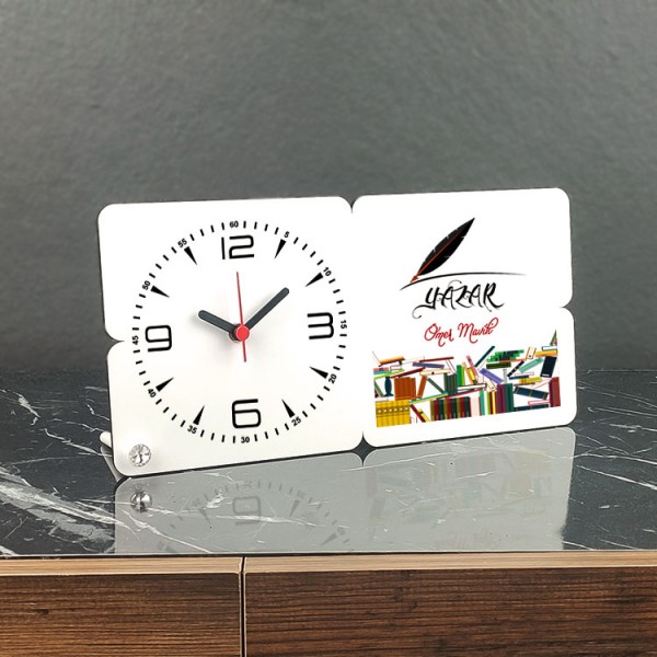 Yazar Ahşap Masa Saati